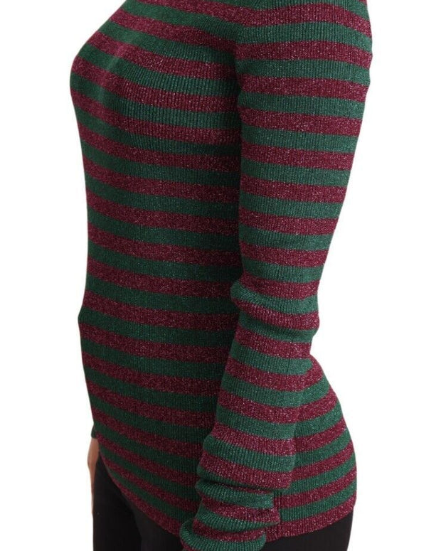 Multicolor Striped Crew Neck Pullover Sweater