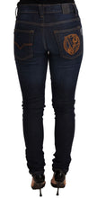 Dark Blue Cotton Low Waist Skinny Denim Jeans