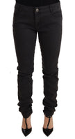 Chic Mid Waist Skinny Black Denim