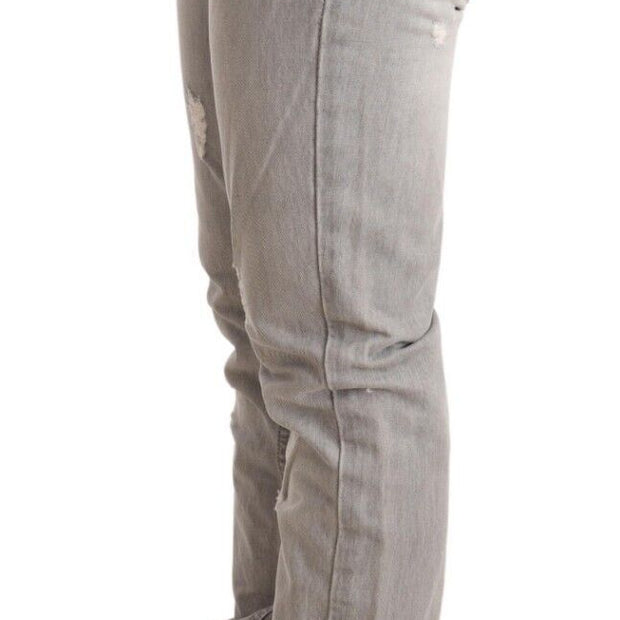 Chic Slim Fit Tattered Gray Wash Jeans