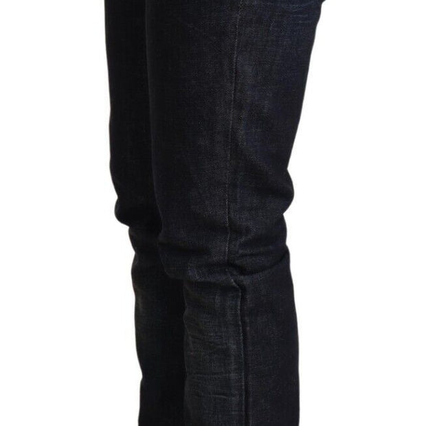 Elegant Low Waist Skinny Dark Blue Jeans