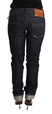 Elegant Low Waist Skinny Dark Blue Jeans