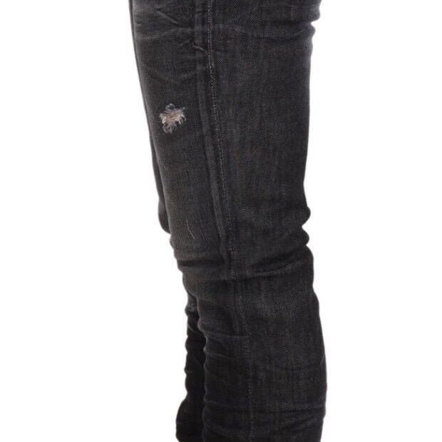 Elegant Low Waist Skinny Black Denim