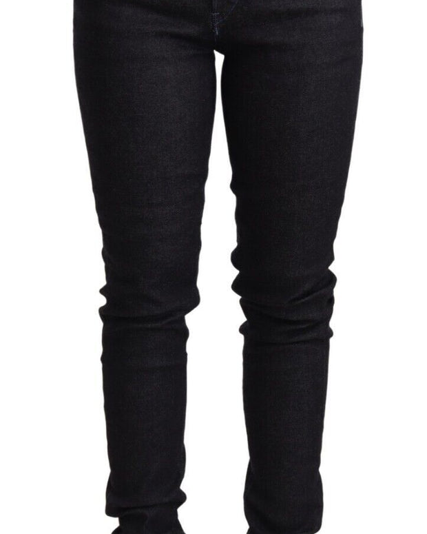 Blue Cotton Low Waist Slim Fit Denim Women Trouser Jeans