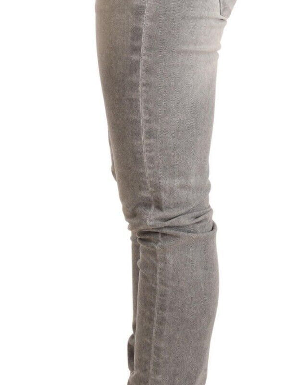 Light Gray Washed Cotton Slim Fit Denim Women Trouser Jeans