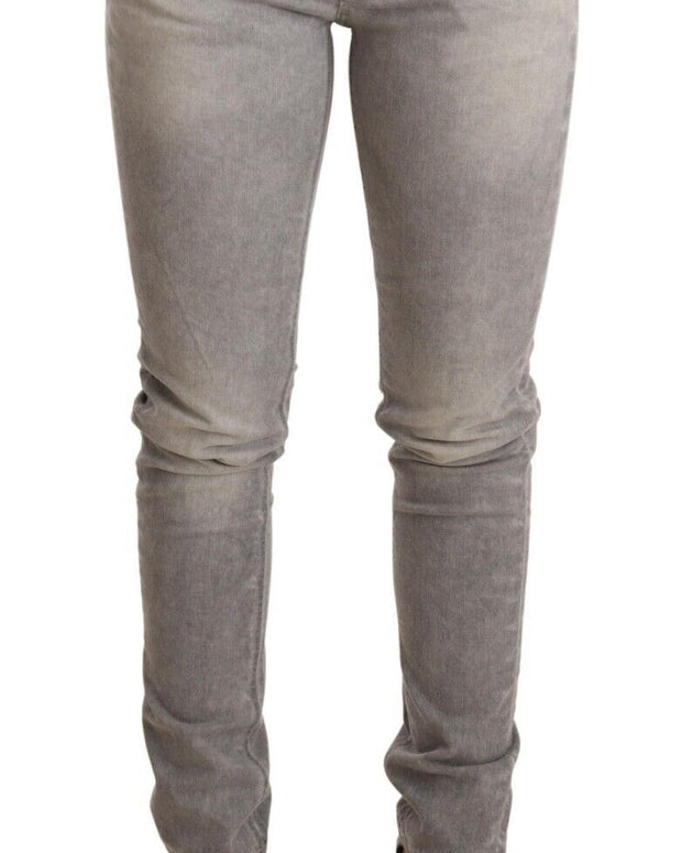 Light Gray Washed Cotton Slim Fit Denim Women Trouser Jeans