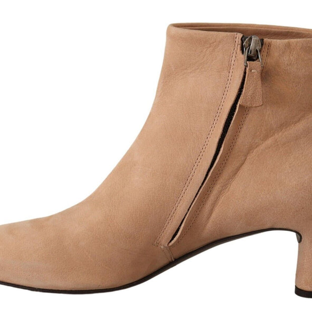 Elegant Beige Leather Boots