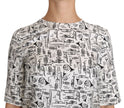 White Musical Instruments Print Blouse