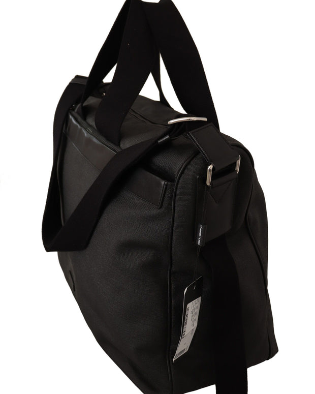 Black Denim Leather Shoulder Strap Messenger Bag