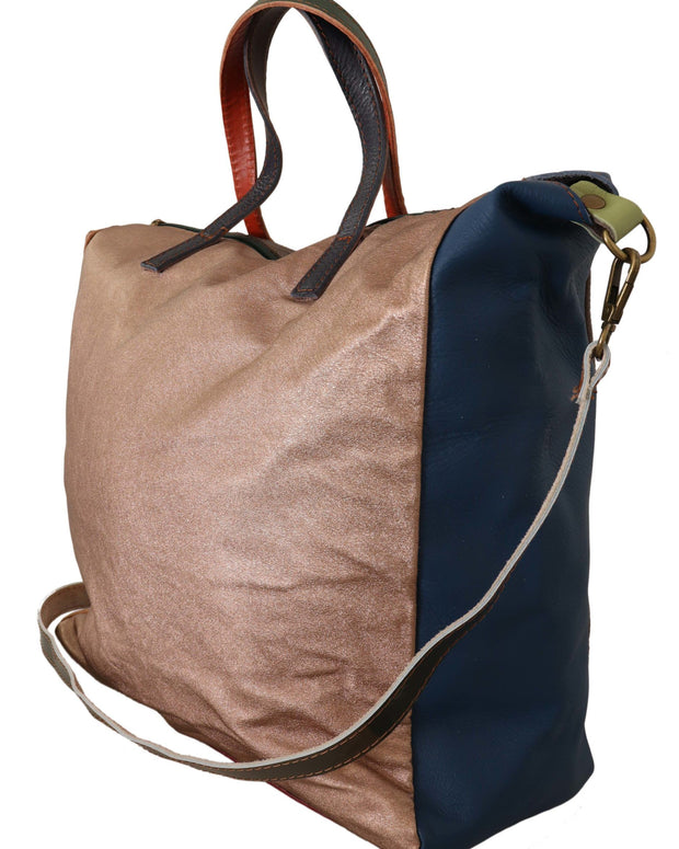 Multicolor Leather Shoulder Tote Bag