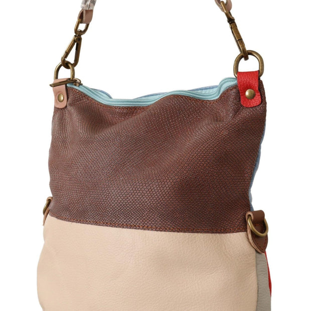 Chic Multicolor Leather Tote with Gold Accents