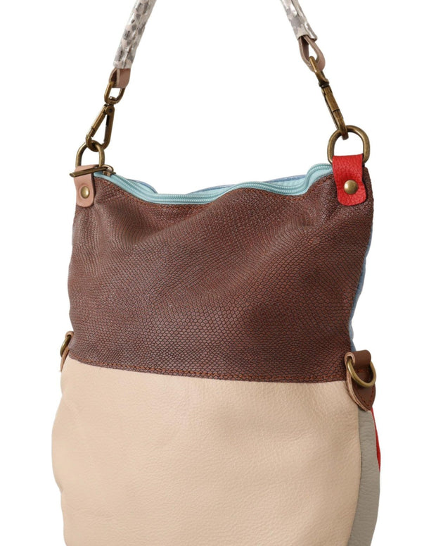 Chic Multicolor Leather Tote with Gold Accents