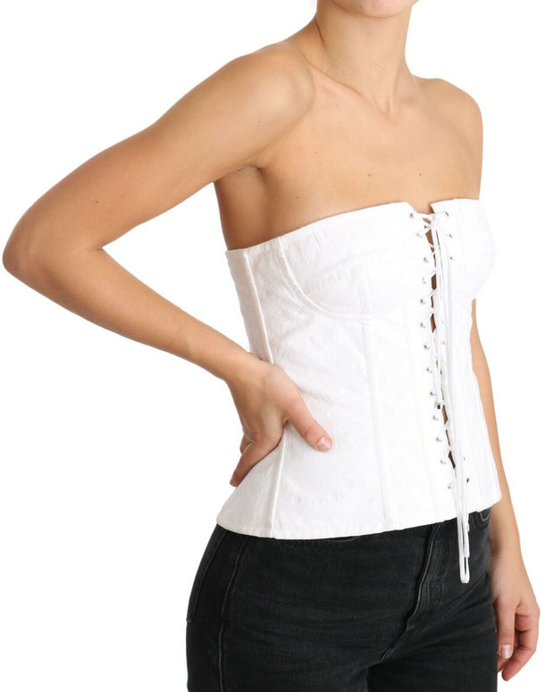 White PALERMO Bustier Cotton Top Corset