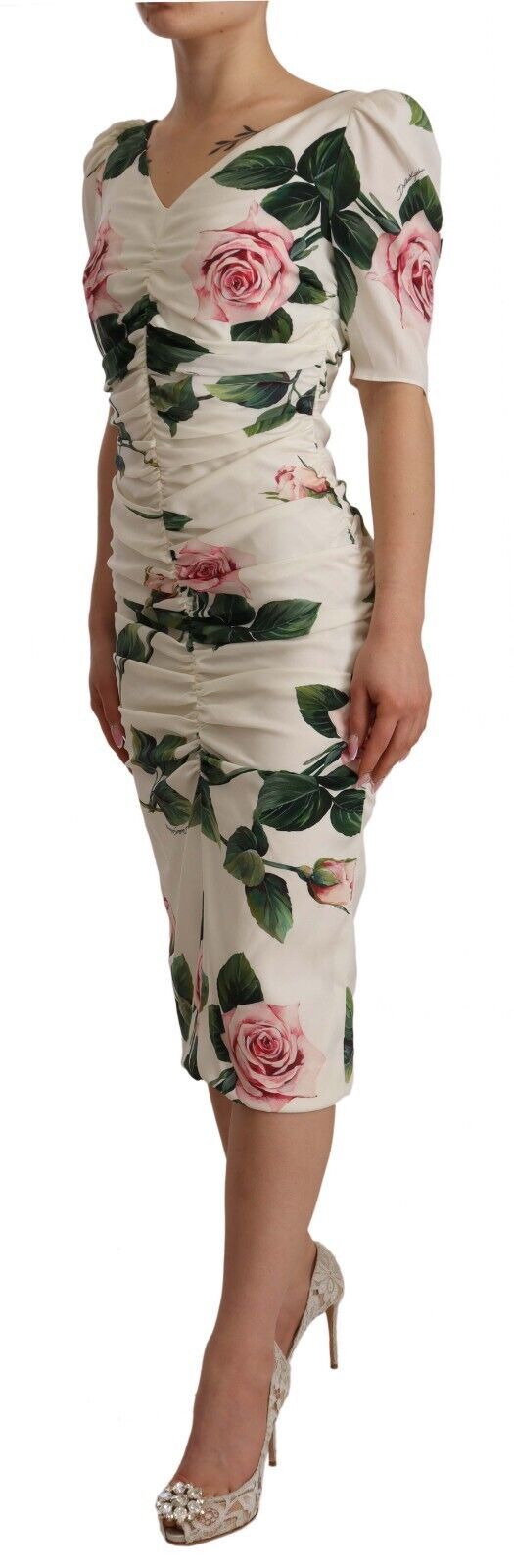 Elegant White Floral Sheath Dress