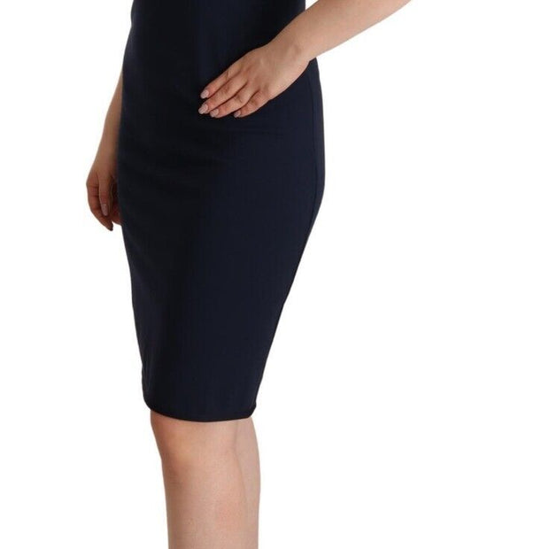 Sleeveless Navy Knee-Length Sheath Dress