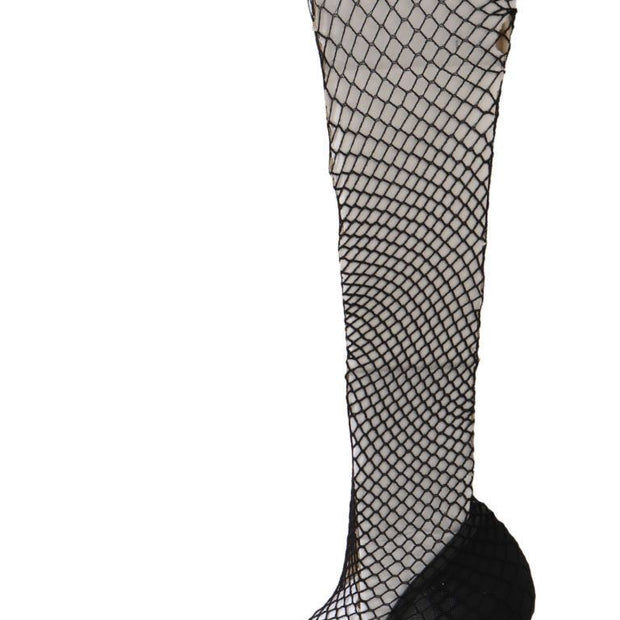 Elegant Netted Sock Pumps in Timeless Black