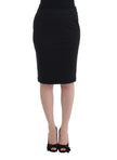 Chic Black Pencil Skirt Knee Length with Side Zip