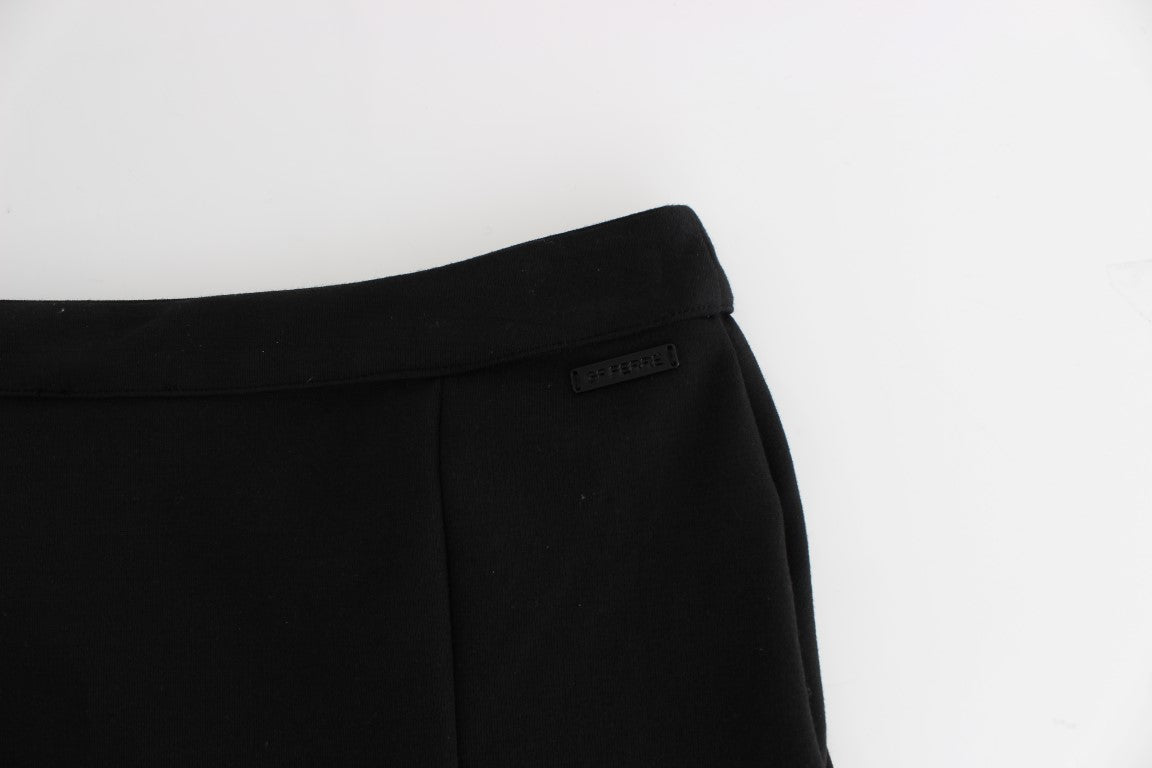 Chic Black Pencil Skirt Knee Length with Side Zip