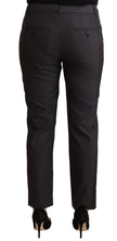 Black Striped Wool Tapered Trouser Pants