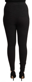 Black Virgin Wool Stretch Waist Tights Pants