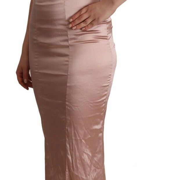 Elegant Pink Lace Maxi Bodycon Dress