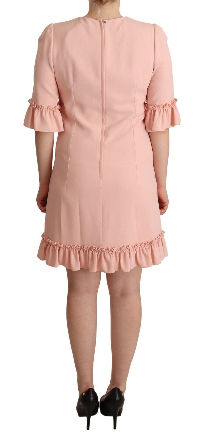 Ruffled Sleeve Sheath Dress in Pink