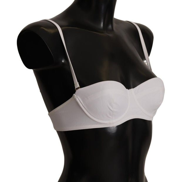 Chic White Nylon Balconette Bra