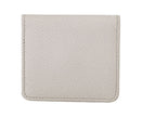 White Dauphine Leather Holder Pocket Wallet Condom Case