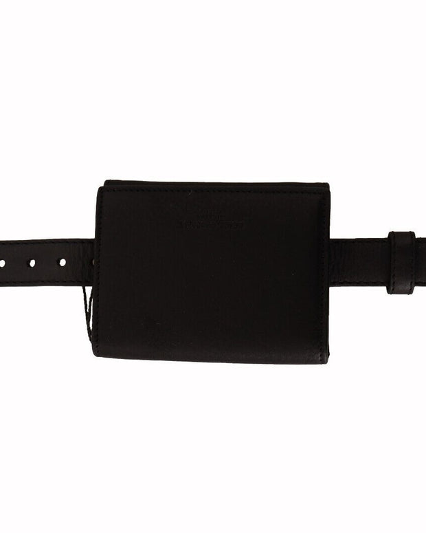 Black Leather Trifold Purse Belt Strap Multi Kit Wallet