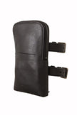 Black Leather Purse Double Belt Strap Multi Kit Wallet