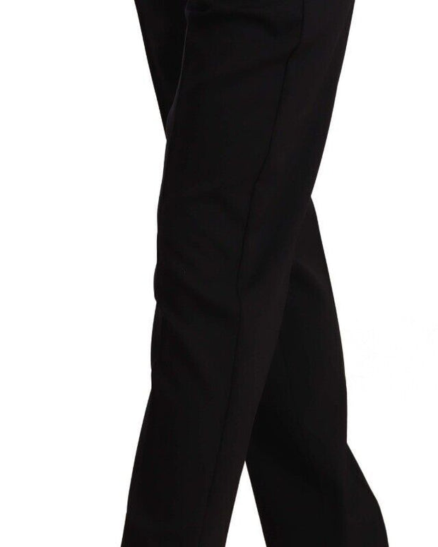 Black Mid Waist Skinny Trouser Wool Pants