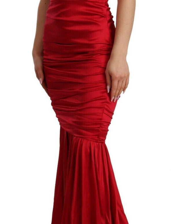 Red Silk Stretch Sheath Mermaid Gown Dress
