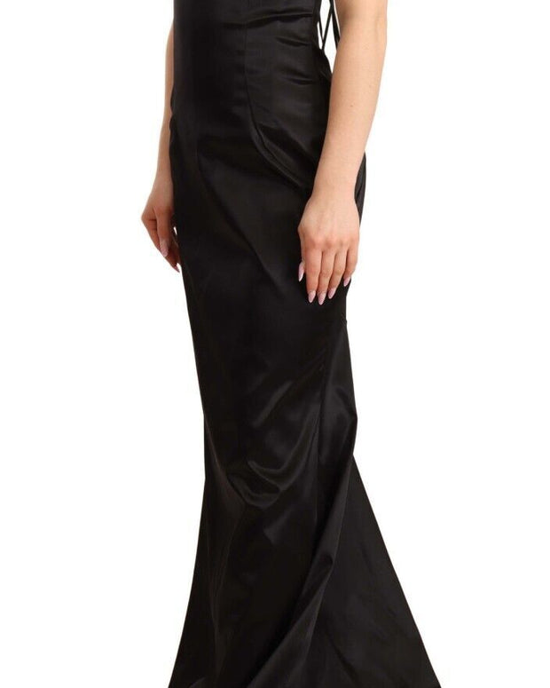 Black Silk Stretch Sheath Mermaid Gown Dress