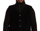 Black Leather Mens Turtle Neck Coat Jacket