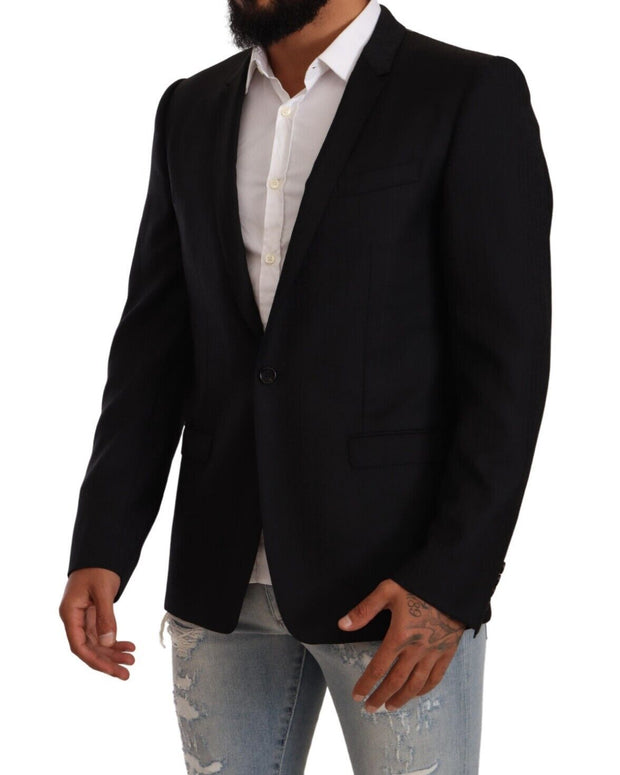 Black Wool Single Breasted Suit GOLD Jacket