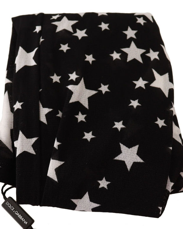 Black White Stars Print Nylon Stockings