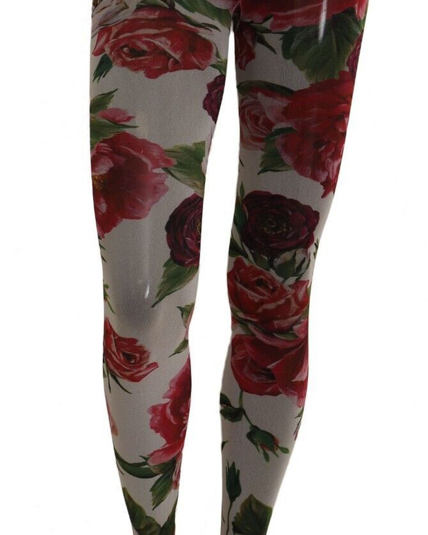 White Floral Print Tights Nylon Stockings