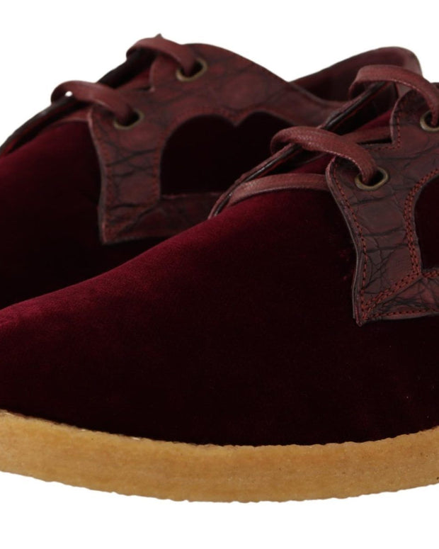 Bordeaux Velvet Exotic Leather Shoes