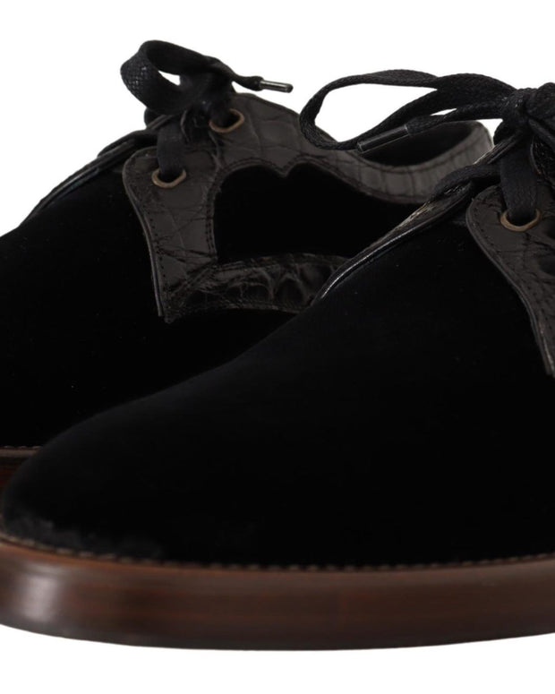 Black Velvet Exotic Leather Shoes