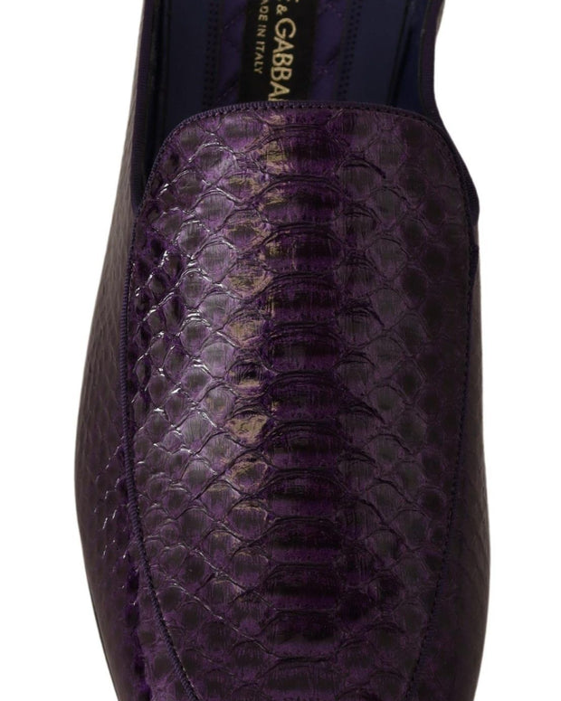 Purple Exotic Leather Flats Slides Shoes