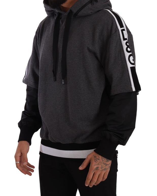Gray Black Cotton Hooded #DGMILLENNIALS Sweater