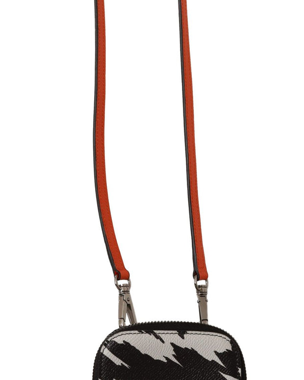 Gray Leather Cross Body Neck Strap Card Pocket Wallet