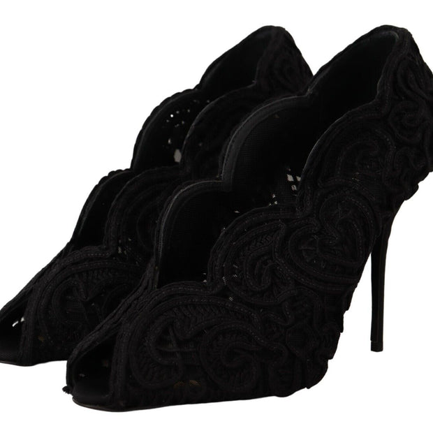 Elegant Black Lace Stiletto Heels