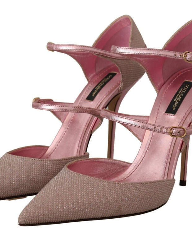 Pink Glittered Strappy Sandals Mary Jane Shoes