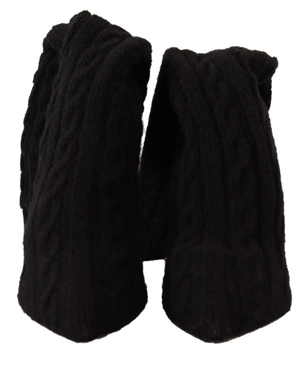 Black Stretch Socks Knee High Booties Shoes