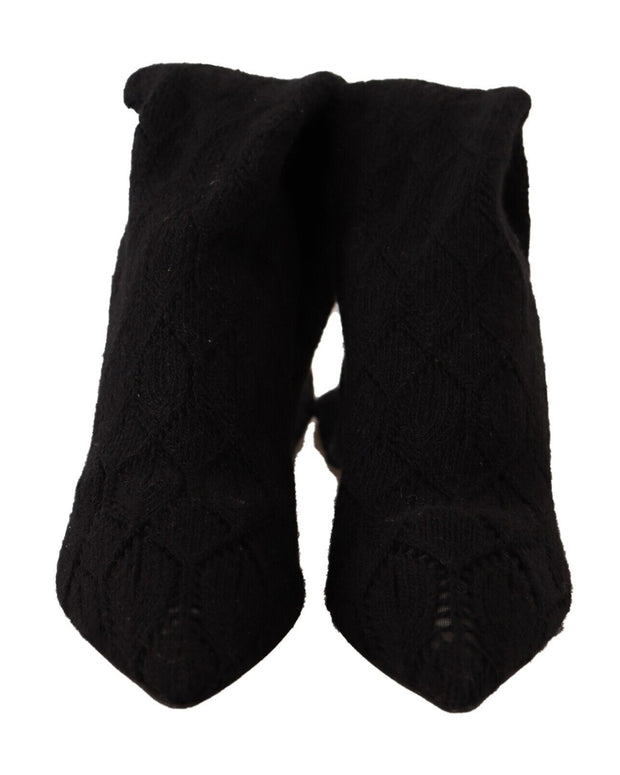 Black Stretch Socks Knee High Booties Shoes