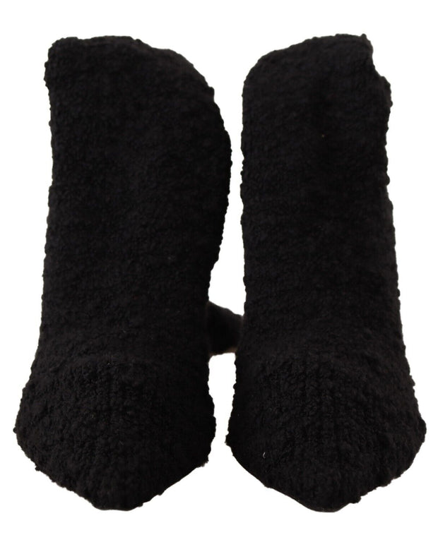 Black Stretch Socks Knee High Booties Shoes