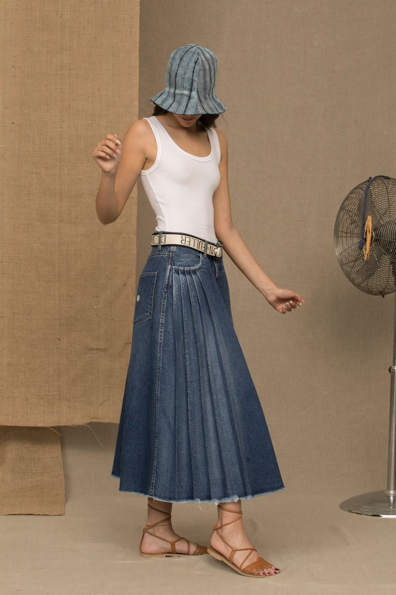 Blue Cotton Women's Denim Skirt