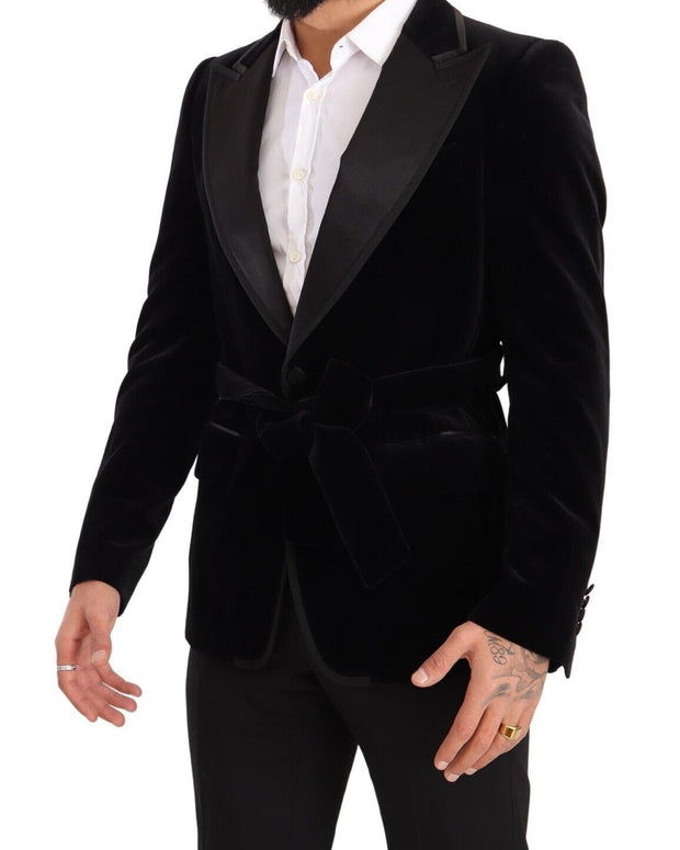 Black Velvet Single Breasted One Button Blazer