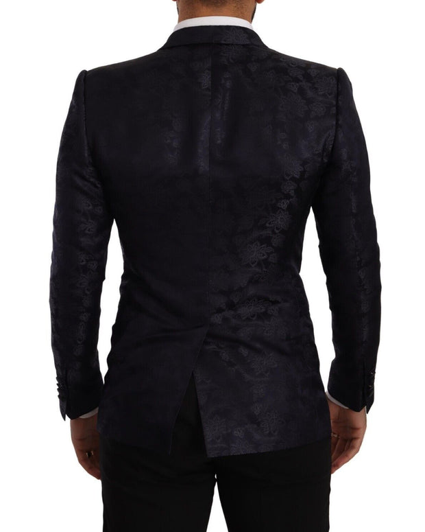 Blue Floral Jacquard Silk Coat MARTINI Blazer